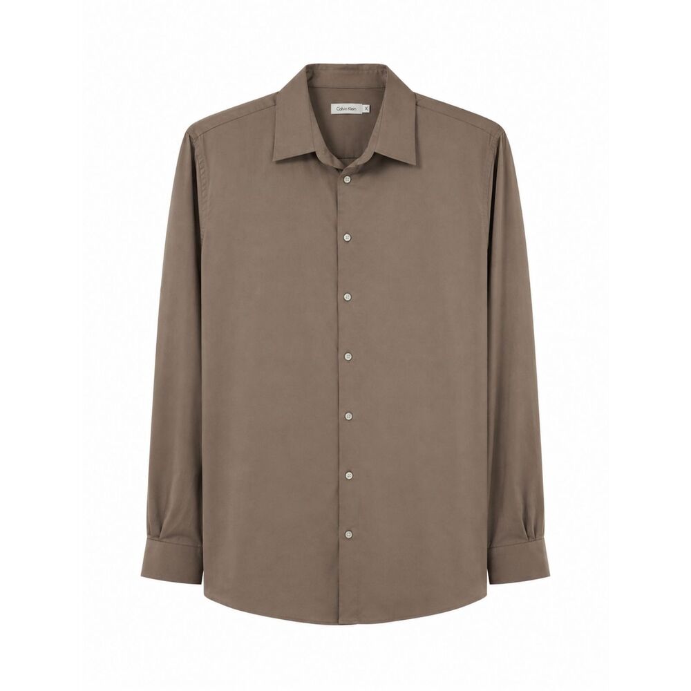 Calvin Klein Men’s Dress Shirt Size 16 32/33 Brown Taupe Long Sleeve Button Up